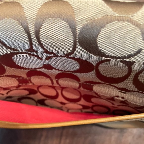 COACH Signature Tan Canvas Leather Crossbody Bag - Picture 7 of 7